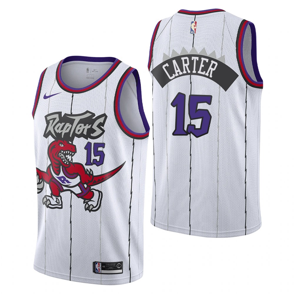 Men's Toronto Raptors #15 Vince Carter White NBA Swingman Stitched Jersey